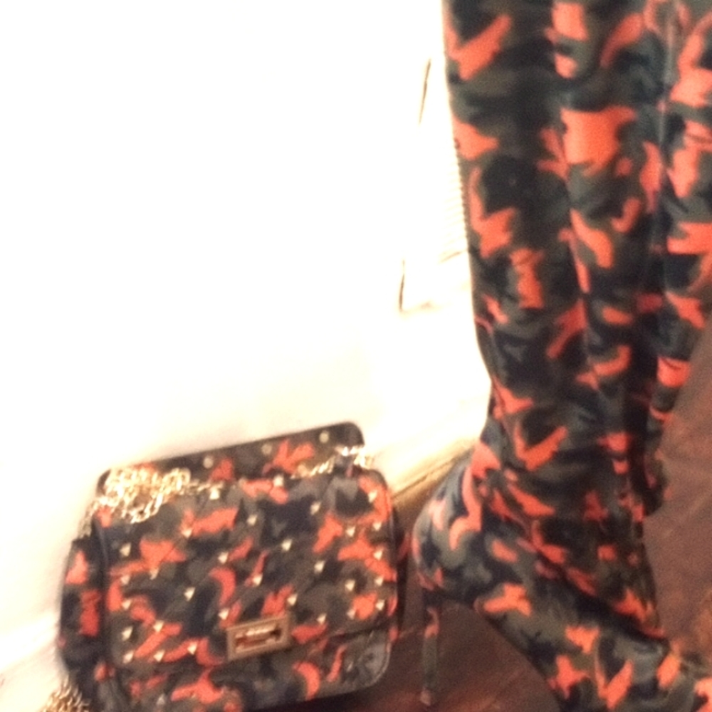 Liana Purse and thigh-high boots 11 orange camo
